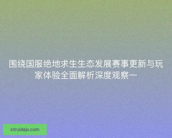 围绕国服绝地求生生态发展赛事更新与玩家体验全面解析深度观察一