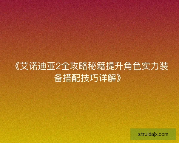 《艾诺迪亚2全攻略秘籍提升角色实力装备搭配技巧详解》