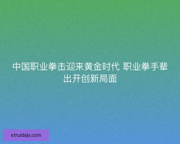 中国职业拳击迎来黄金时代 职业拳手辈出开创新局面