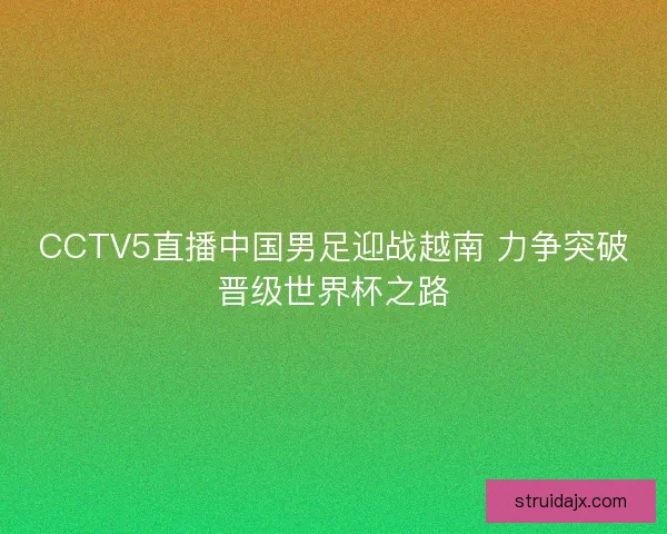 CCTV5直播中国男足迎战越南 力争突破晋级世界杯之路