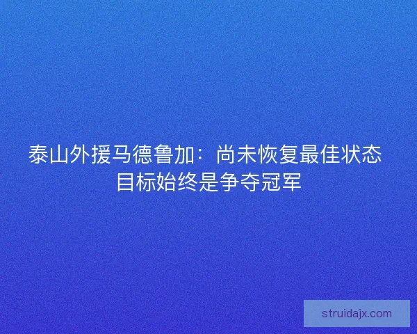泰山外援马德鲁加:尚未恢复最佳状态 目标始终是争夺冠军 泰山外援马德鲁加:尚未恢复最佳状态 目标始终是争夺冠军