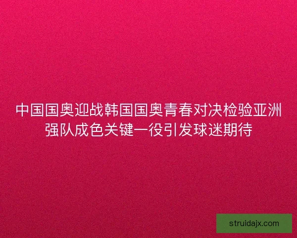 中国国奥迎战韩国国奥青春对决检验亚洲强队成色关键一役引发球迷期待