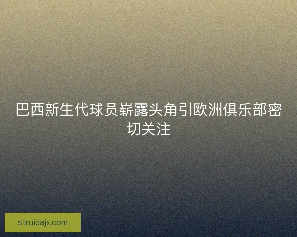 巴西新生代球员崭露头角引欧洲俱乐部密切关注 巴西新生代球员崭露头角引欧洲俱乐部密切关注